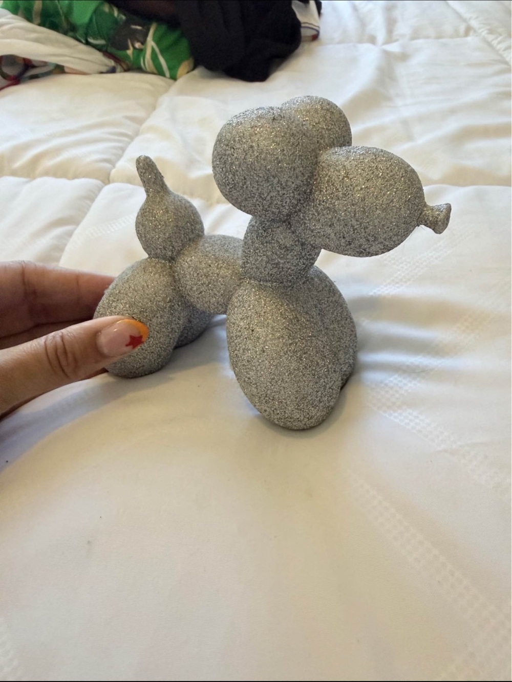 Silver Glitter Balloon Dog Figurine - Decorative Home Accent